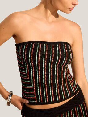 Anthropologie Celandine Strapless Sweetheart Knit Tube Top Black Medium